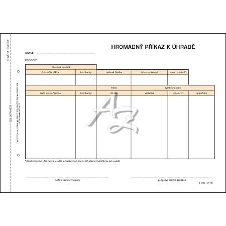 hromadný příkaz k úhradě A5, NCR, 100listů, (1110)