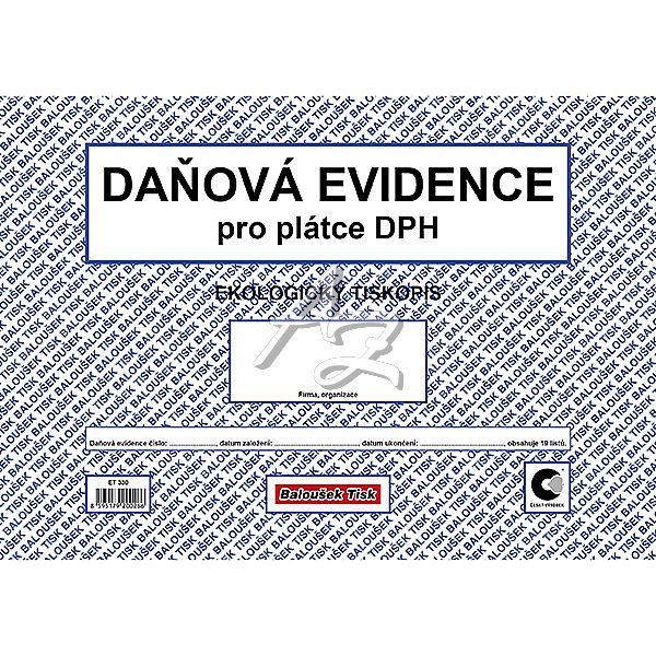 daňová evidence A4 19listů, pro plátce DPH