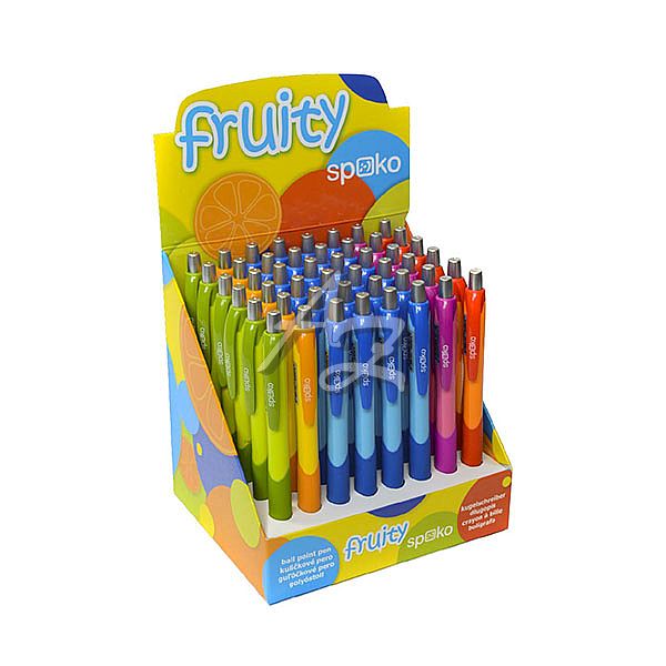 kuličkové pero Spoko Fruity 0111, mix barev, náplň Modrá
