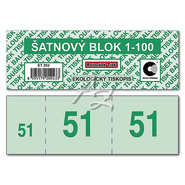 šatnové bloky 135x47mm, 1-100 čísel