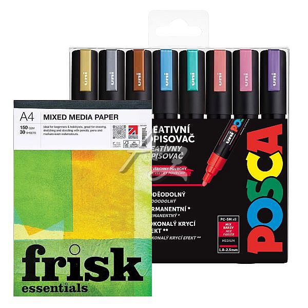 popisovač Uni Posca PC-5M/8ks sada metalických barev