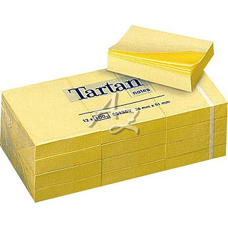 samolepicí bloček Tartan 38x51mm /12x100ks Žlutý  653