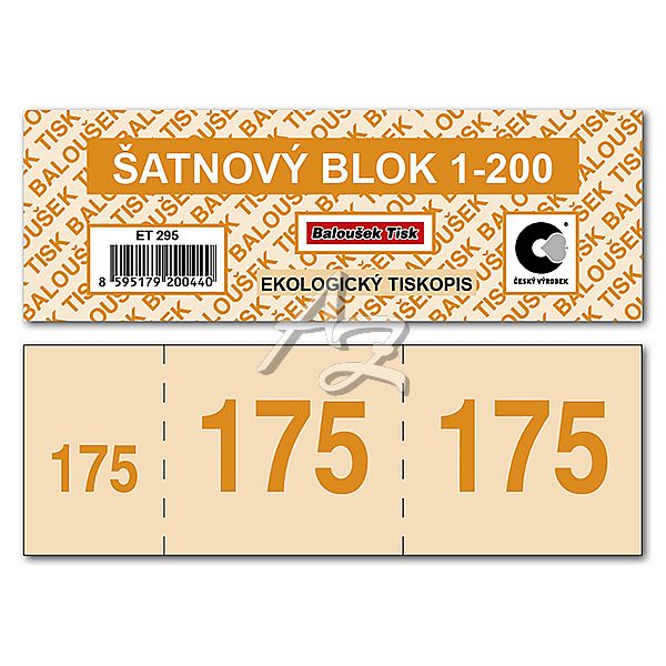 šatnové bloky 135x47mm, 1-200 čísel