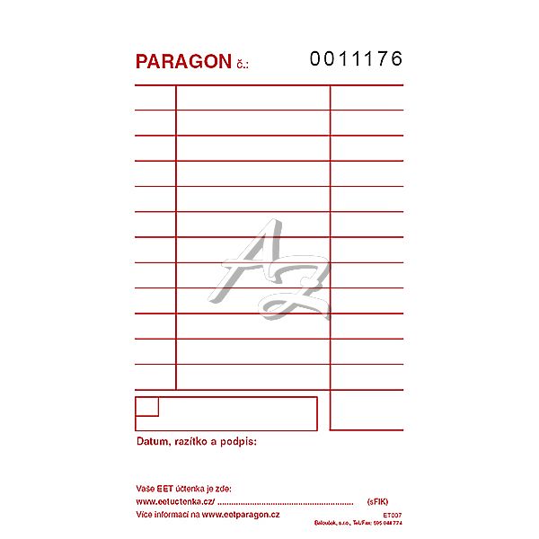 paragon 80x150mm, 50listů, číslovaný 1+1