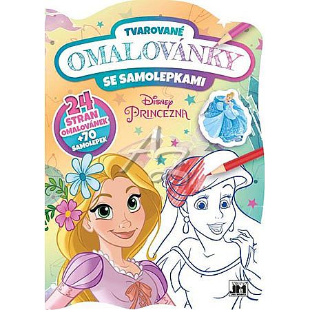 omalovánky A4, tvarované se samolepkami, Disney Princezny