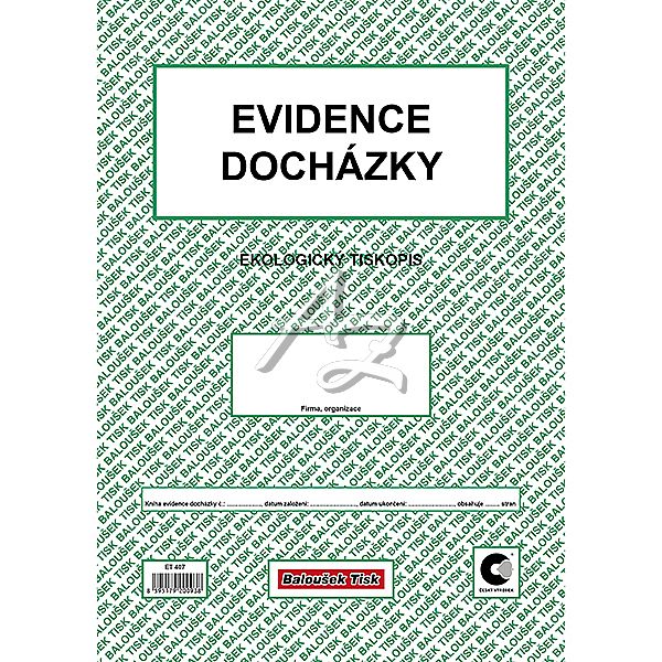 evidence docházky A4,10listů