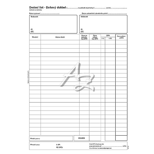 dodací list-daňový doklad A4, 50listů,  NCR