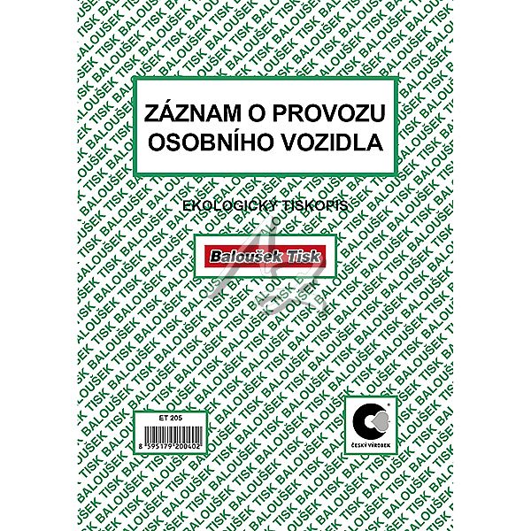 záznam o provozu osobního vozidla A5, 50listů (stazka)