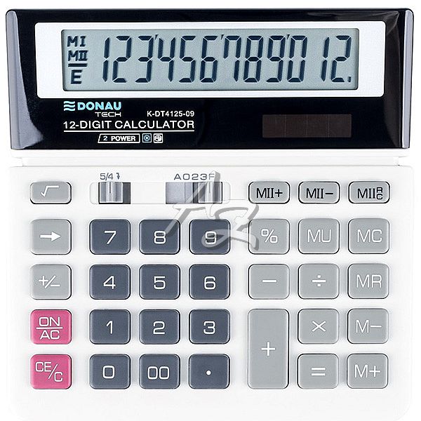 kalkulátor Donau TECH K-DT4125-09, 12místný, Bílý