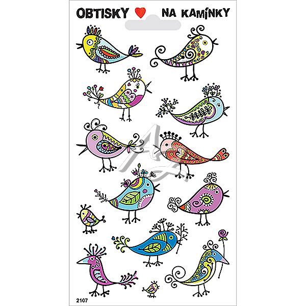 obtisky na kamínky, 95x170mm, Ptáčci