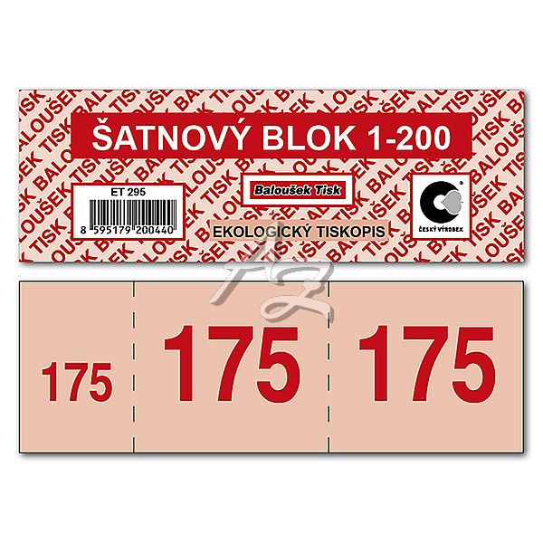 šatnové bloky 135x47mm, 1-200 čísel