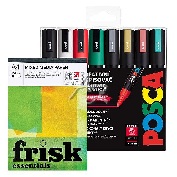 popisovač Uni Posca PC-5M/8ks, CHRISTMAS, sada vánočních tónů