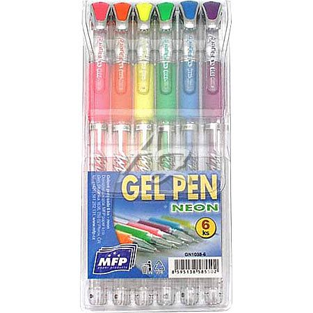 gelové pero/6barev, 0,8mm, sada Neon, GN1038-6