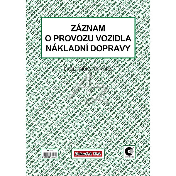 záznam o provozu vozidla nákladní dopravy A4, 50listů (stazka)