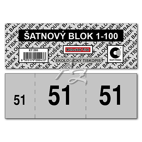 šatnové bloky 135x47mm, 1-100 čísel