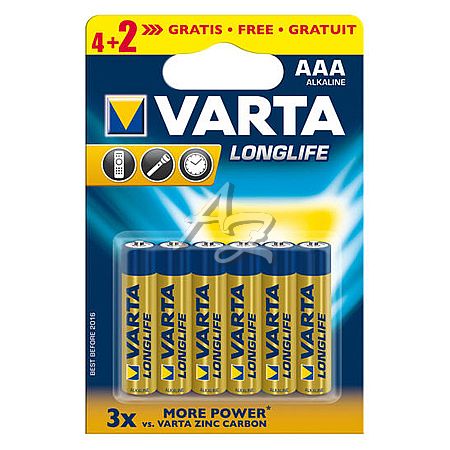 baterie VARTA Longlife/6ks LR03 AAA alkalická