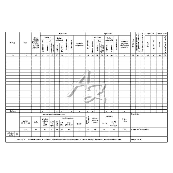 záznam o provozu vozidla nákladní dopravy A4, 50listů (stazka)