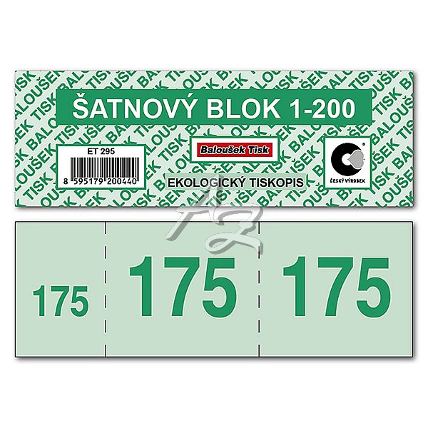 šatnové bloky 135x47mm, 1-200 čísel