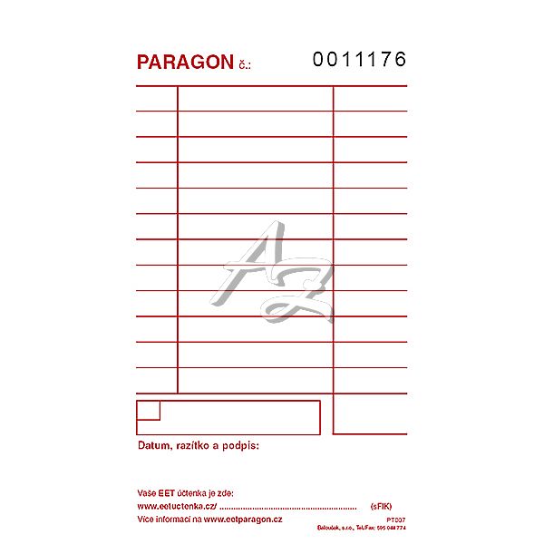 paragon 80x150mm, 50listů, NCR, číslovaný