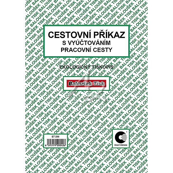 cestovní příkaz A5, 50listů, s vyúčtovaním (oboustranný)