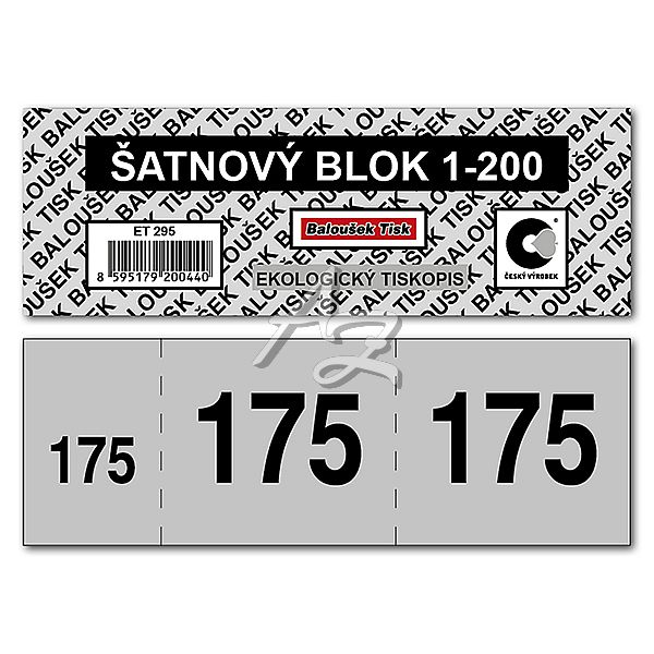 šatnové bloky 135x47mm, 1-200 čísel