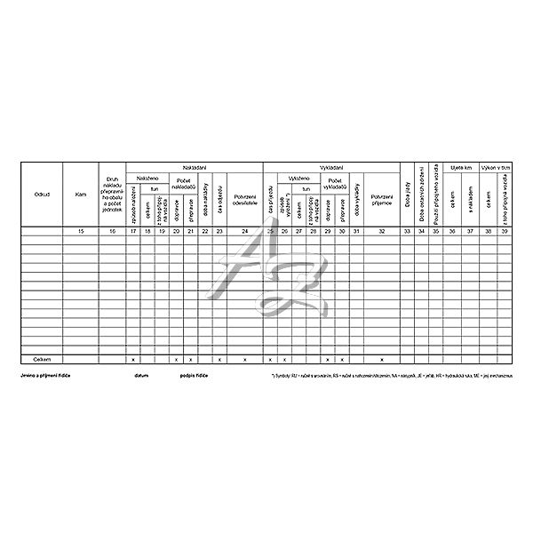 záznam o provozu vozidla nákladní dopravy 2/3 A4, 50listů (alonž)