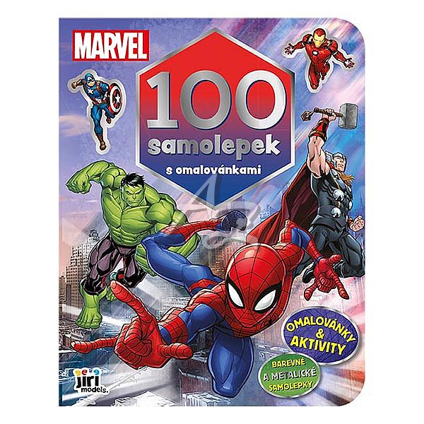 100 samolepek s omalovánkovými listy, Marvel