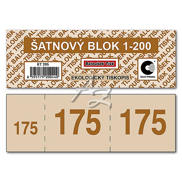 šatnové bloky 135x47mm, 1-200 čísel