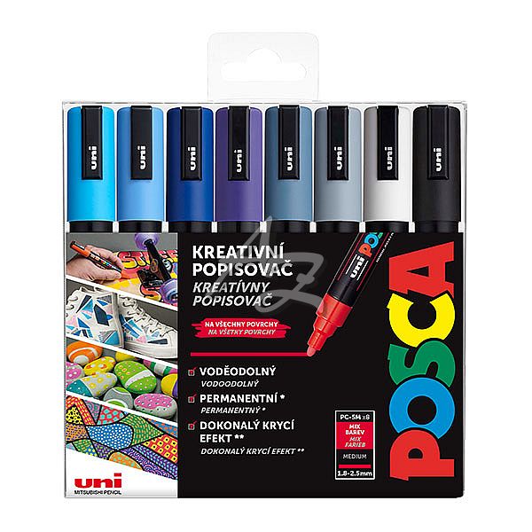 popisovač Uni Posca PC-5M/8ks, WINTER, sada chladných tónů