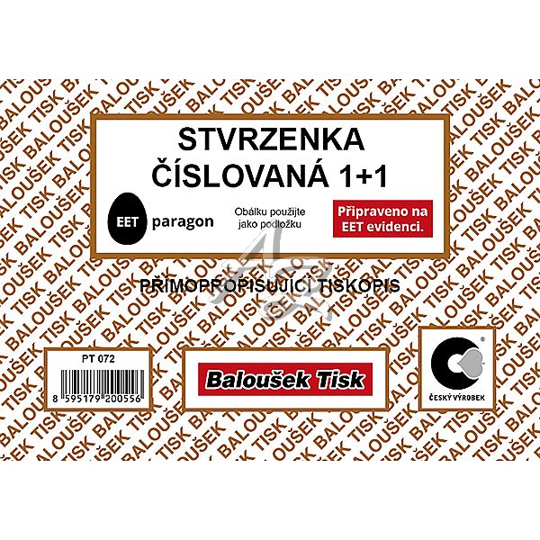 stvrzenka A6 50listů, NCR, číslovaná