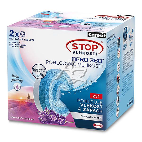 CERESIT Stop Vlhkosti tablety Aero 360° 2x450g. Levandule