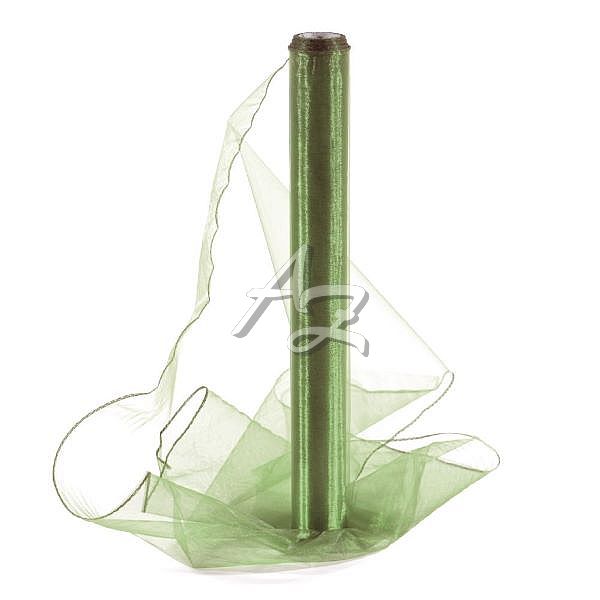 organza 40cm/10y obšitá tm.zelená