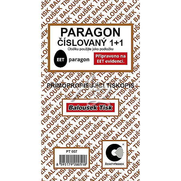 paragon 80x150mm, 50listů, NCR, číslovaný