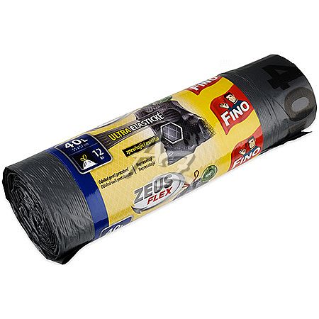 sáčky do koše LDPE 55x57cm/12ks, 40litrů 32μ Fino Zeus Flex, zatahovací, Černé