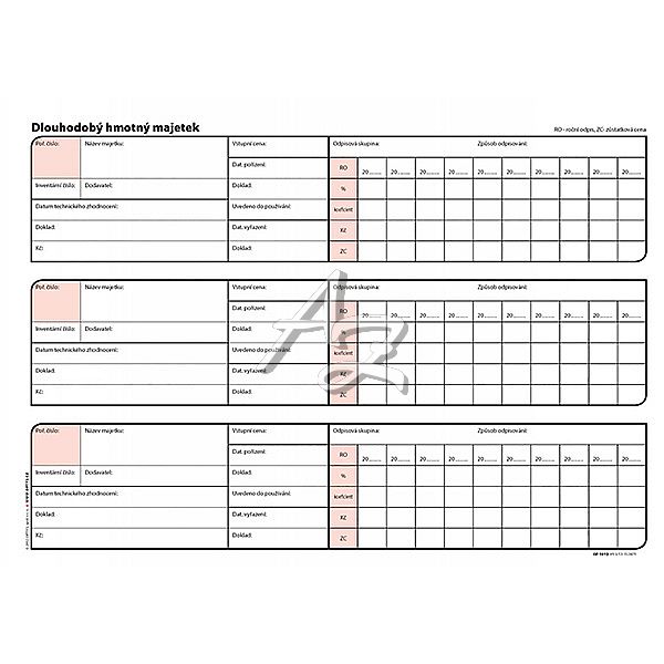 inventárni kniha A4, 12listů