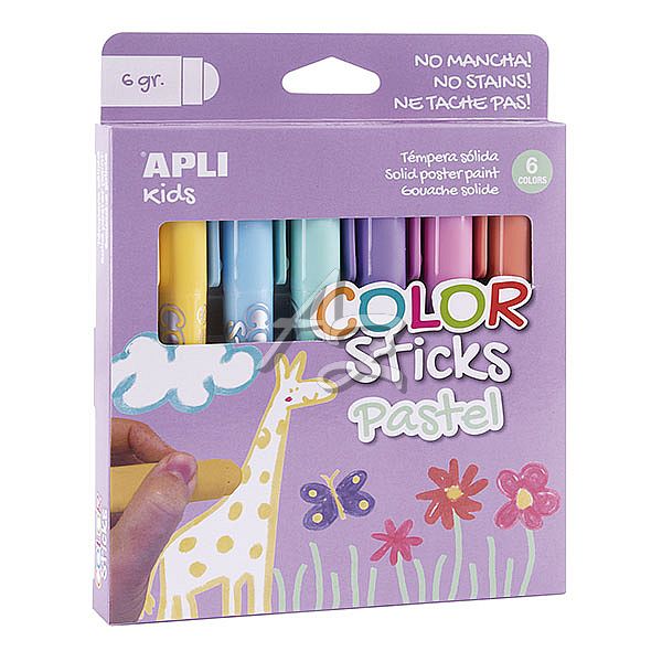 temperové barvy APLI/6barev á 6g, suché, pastelové barvy