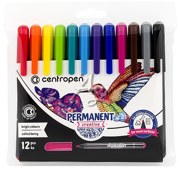 Centropen popisovač 2896/12 Permanent Creative 2mm Sada 12 barev