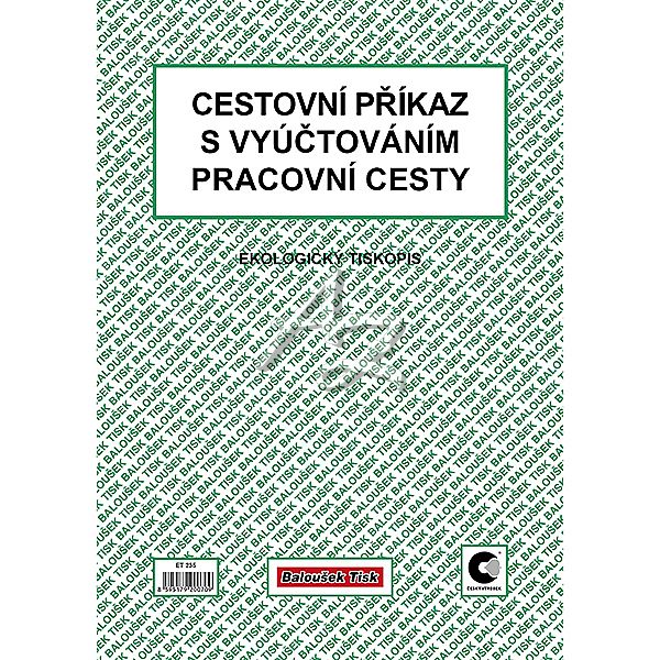 cestovní příkaz A4, 50listů, s vyúčtovaním (oboustranný)