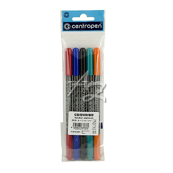 Centropen popisovač 3616, Double CD/DVD Marker, 0,6 a 2,5mm, - barevné varianty