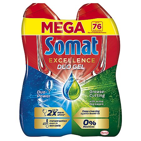 SOMAT Gel Excellence 76 dávek Anti-Grease 2x684ml