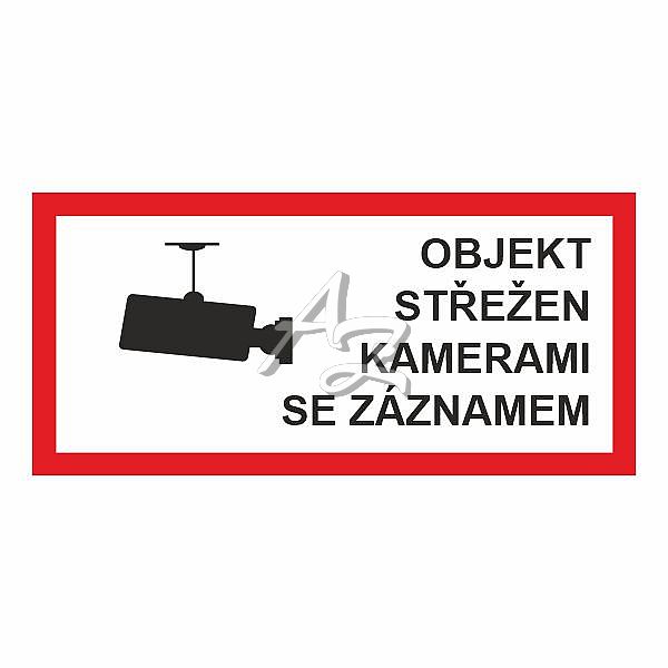 objekt střežen kamerami se záznamem 8x16cm plast