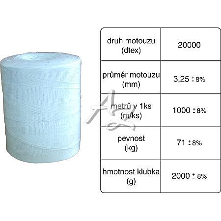 motouz PP bílý     2000g.20000dtex 1000m