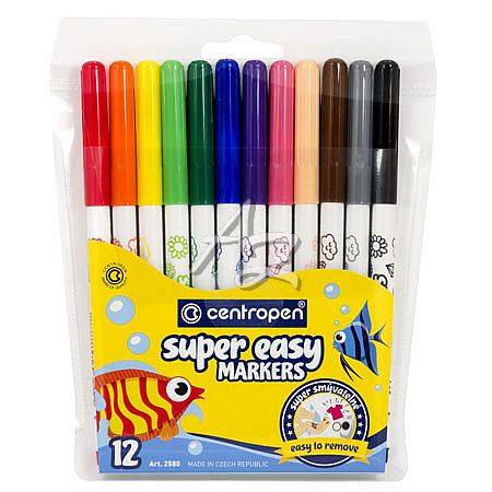 Centropen popisovač 2580/12 Super Easy Markers 1-3mm sada 12 barev