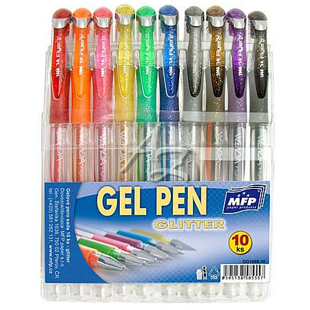 gelové pero/10barev, 1,0mm, sada Glitter, GG1068-10