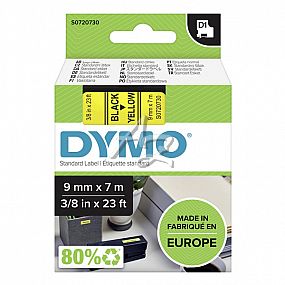 páska DYMO D1, černý tisk/žlutý podklad, 9mm/7m