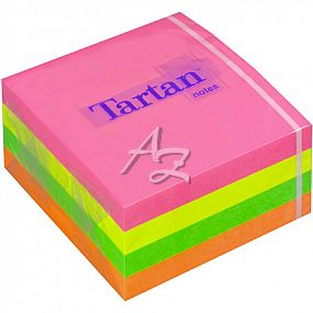 samolepicí bloček Tartan 76x76mm / 4x100ks Mix Neon