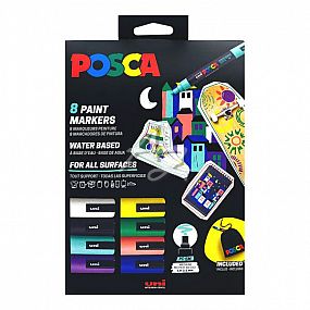 popisovač Uni Posca PC-5M/8ks sada s bavlněným pytlíkem Posca, mix barev