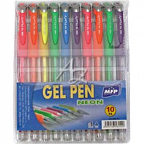 gelové pero/10barev, 0,8mm, sada Neon, GN1068-10