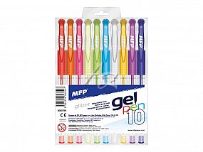 gelové pero/10barev, 1,0mm, sada Glitter, GG1068-10
