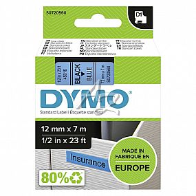 páska DYMO D1, černý tisk/modrý podklad, 12mm/7m